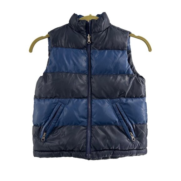 The Childrens Place XS 4 Navy Blue Puffer Vest With Zipper Pockets Stand Collar - Picture 1 of 8